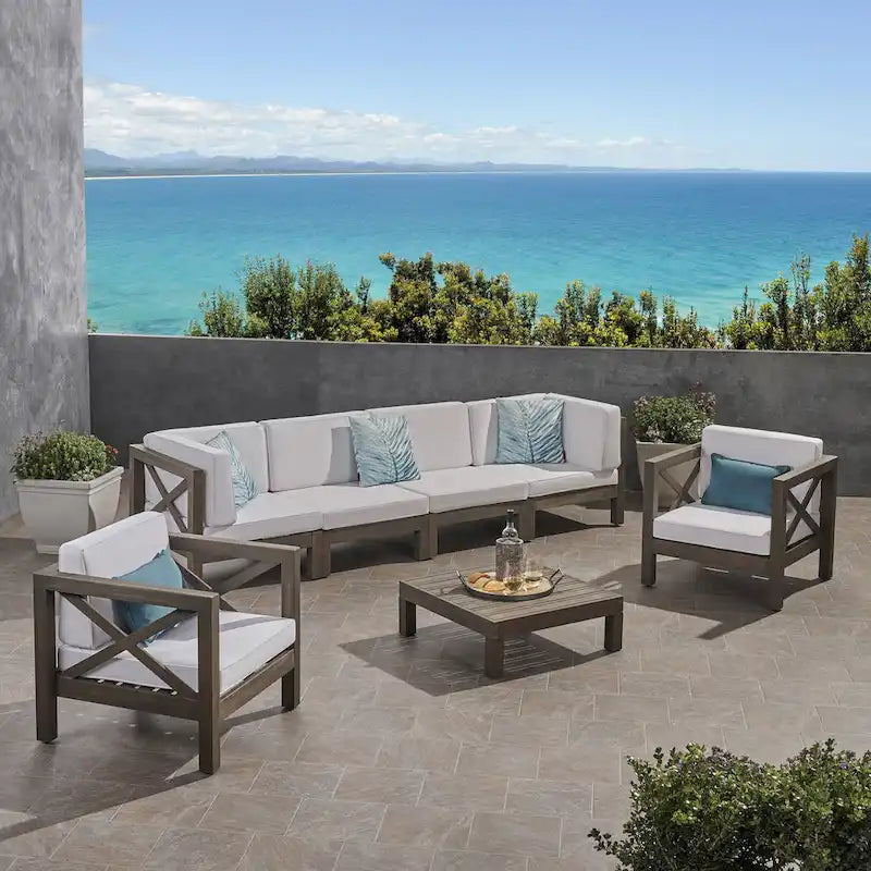 Set da conversazione 7 pezzi Brava per esterno in legno di acacia di Christopher Knight Home
