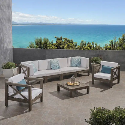 Set da conversazione 7 pezzi Brava per esterno in legno di acacia di Christopher Knight Home