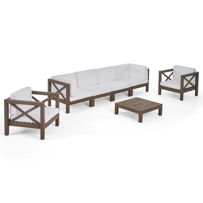Set da conversazione 7 pezzi Brava per esterno in legno di acacia di Christopher Knight Home