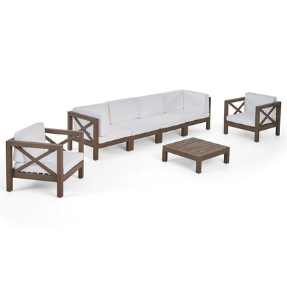 Set da conversazione 7 pezzi Brava per esterno in legno di acacia di Christopher Knight Home
