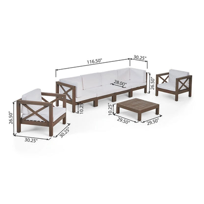 Set da conversazione 7 pezzi Brava per esterno in legno di acacia di Christopher Knight Home
