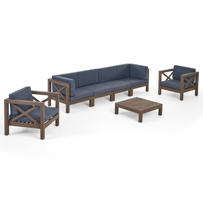Set da conversazione 7 pezzi Brava per esterno in legno di acacia di Christopher Knight Home