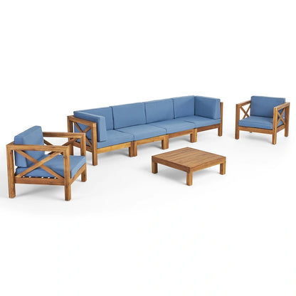 Set da conversazione 7 pezzi Brava per esterno in legno di acacia di Christopher Knight Home