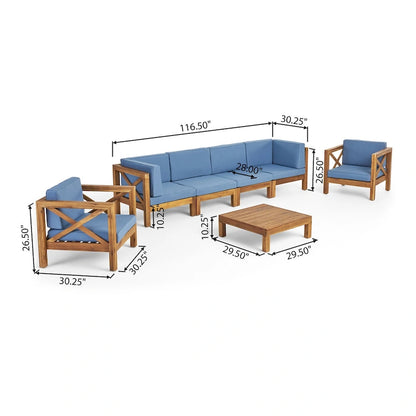 Set da conversazione 7 pezzi Brava per esterno in legno di acacia di Christopher Knight Home