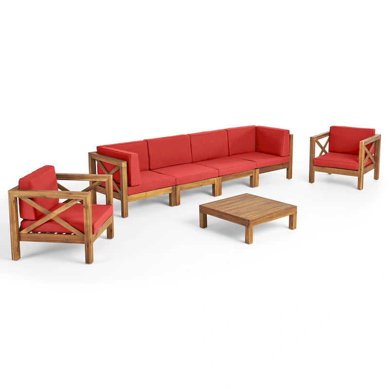 Set da conversazione 7 pezzi Brava per esterno in legno di acacia di Christopher Knight Home