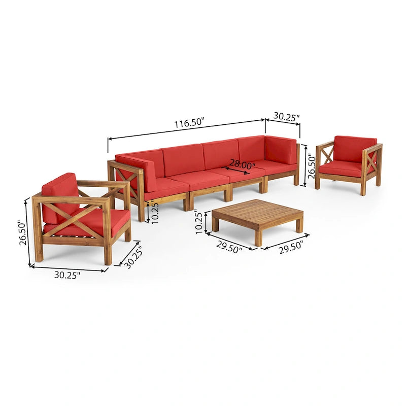 Set da conversazione 7 pezzi Brava per esterno in legno di acacia di Christopher Knight Home