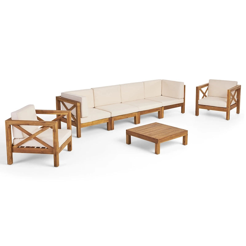 Set da conversazione 7 pezzi Brava per esterno in legno di acacia di Christopher Knight Home