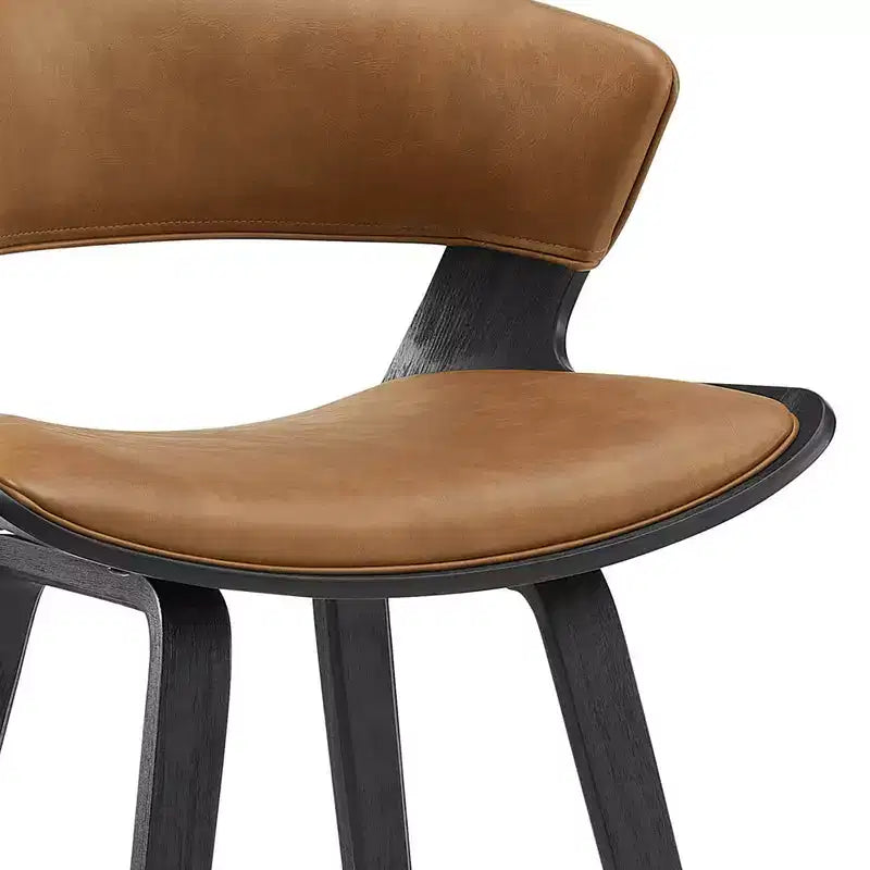 HOMLUX Set of 2 Oak Bentwood Barstool Mid-Century Ergonomic Curved Seats