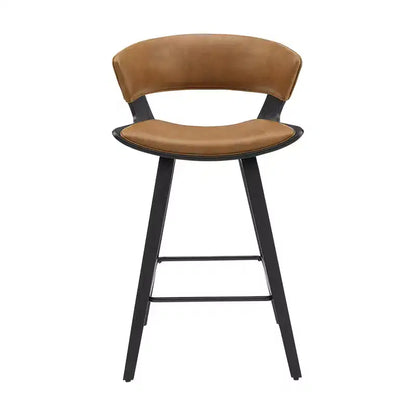 HOMLUX Set of 2 Oak Bentwood Barstool Mid-Century Ergonomic Curved Seats