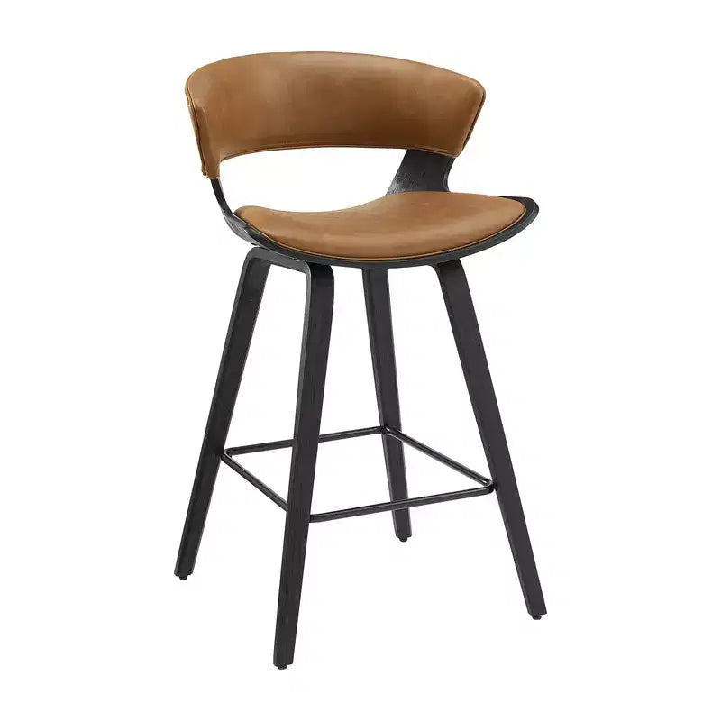 HOMLUX Set of 2 Oak Bentwood Barstool Mid-Century Ergonomic Curved Seats