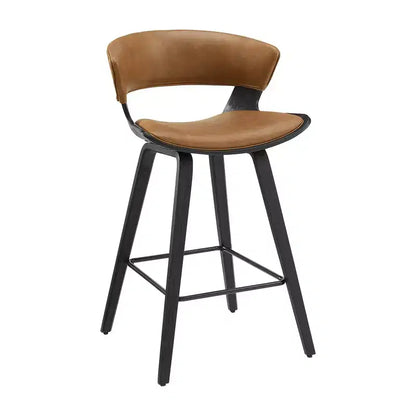 HOMLUX Set of 2 Oak Bentwood Barstool Mid-Century Ergonomic Curved Seats