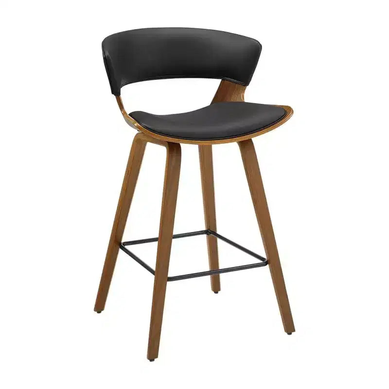HOMLUX Set of 2 Oak Bentwood Barstool Mid-Century Ergonomic Curved Seats
