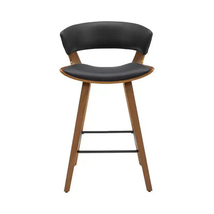 HOMLUX Set of 2 Oak Bentwood Barstool Mid-Century Ergonomic Curved Seats