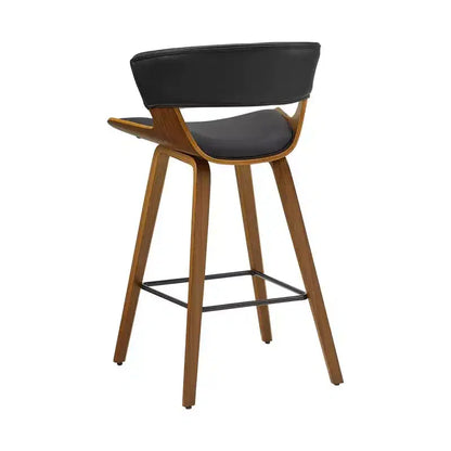 HOMLUX Set of 2 Oak Bentwood Barstool Mid-Century Ergonomic Curved Seats