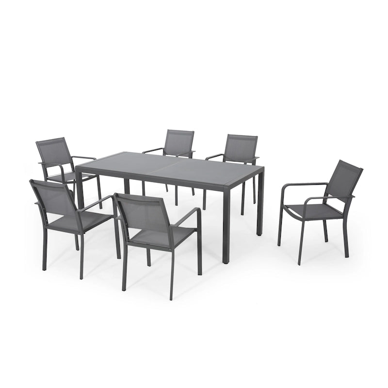 Gaven Tempered Glass/Aluminum 7-piece Outdoor Dining Set by Christopher Knight Home