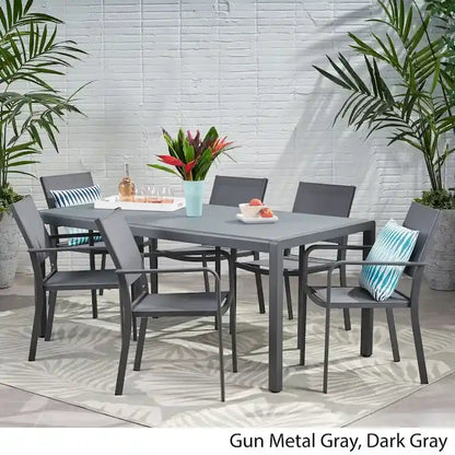 Gaven Tempered Glass/Aluminum 7-piece Outdoor Dining Set by Christopher Knight Home