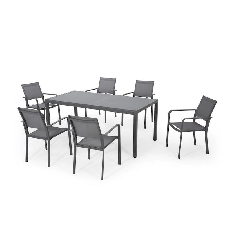 Gaven Tempered Glass/Aluminum 7-piece Outdoor Dining Set by Christopher Knight Home