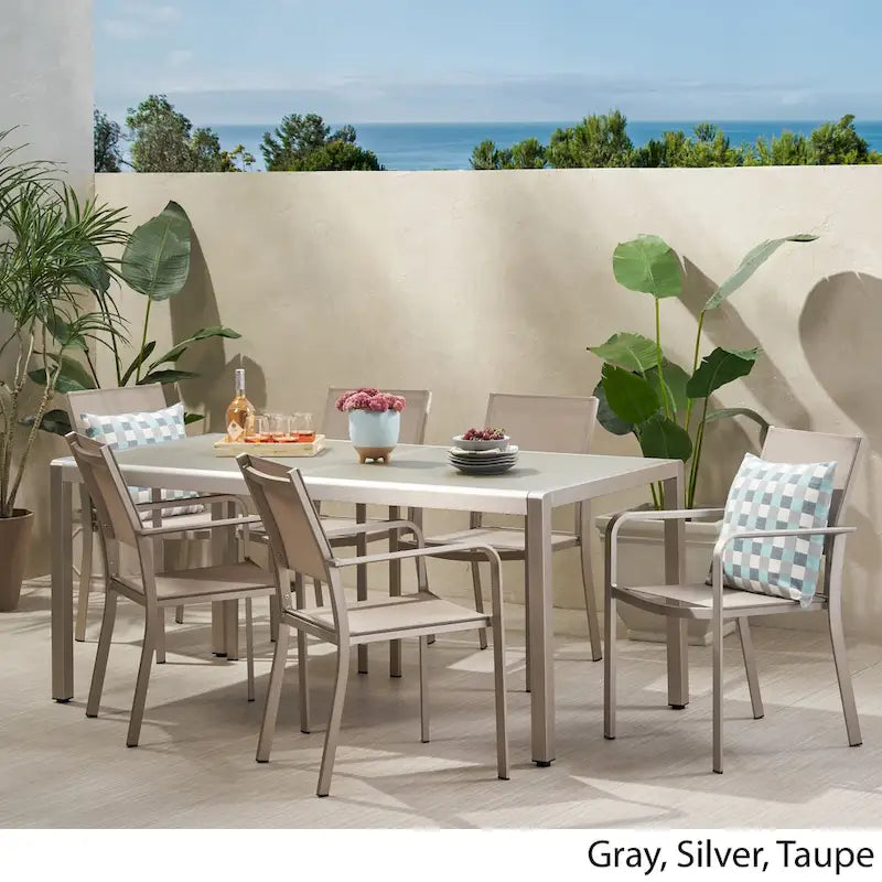 Gaven Tempered Glass/Aluminum 7-piece Outdoor Dining Set by Christopher Knight Home