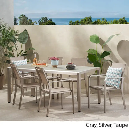 Gaven Tempered Glass/Aluminum 7-piece Outdoor Dining Set by Christopher Knight Home