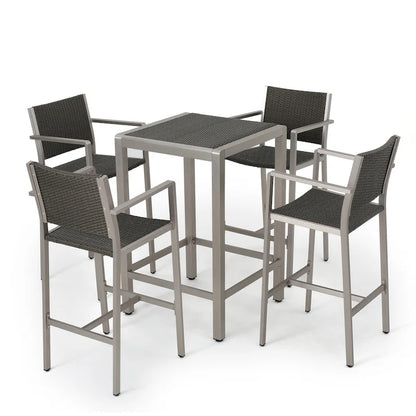 Cape Coral Outdoor 5-piece Aluminum Square Bar Set by Christopher Knight Home