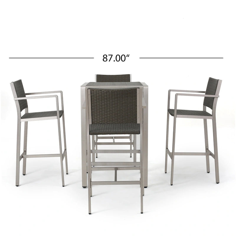 Cape Coral Outdoor 5-piece Aluminum Square Bar Set by Christopher Knight Home