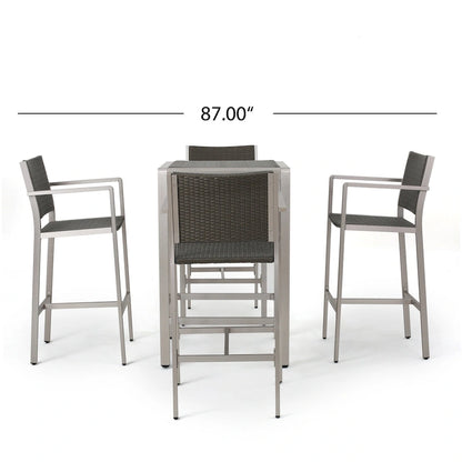 Cape Coral Outdoor 5-piece Aluminum Square Bar Set by Christopher Knight Home