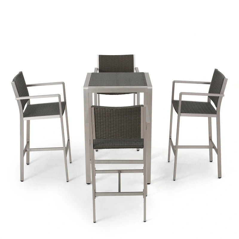 Cape Coral Outdoor 5-piece Aluminum Square Bar Set by Christopher Knight Home