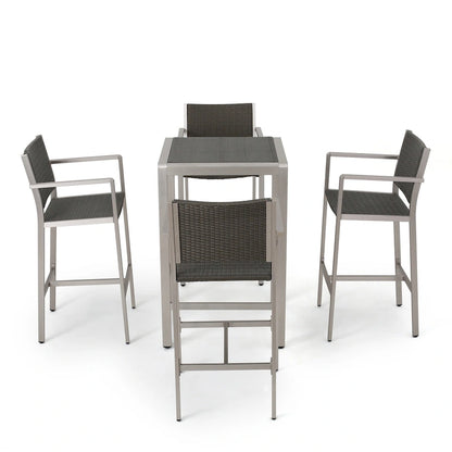 Cape Coral Outdoor 5-piece Aluminum Square Bar Set by Christopher Knight Home