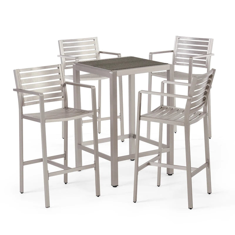 Cape Coral Outdoor 5-piece Aluminum Square Bar Set by Christopher Knight Home