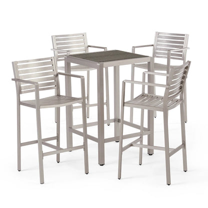 Cape Coral Outdoor 5-piece Aluminum Square Bar Set by Christopher Knight Home