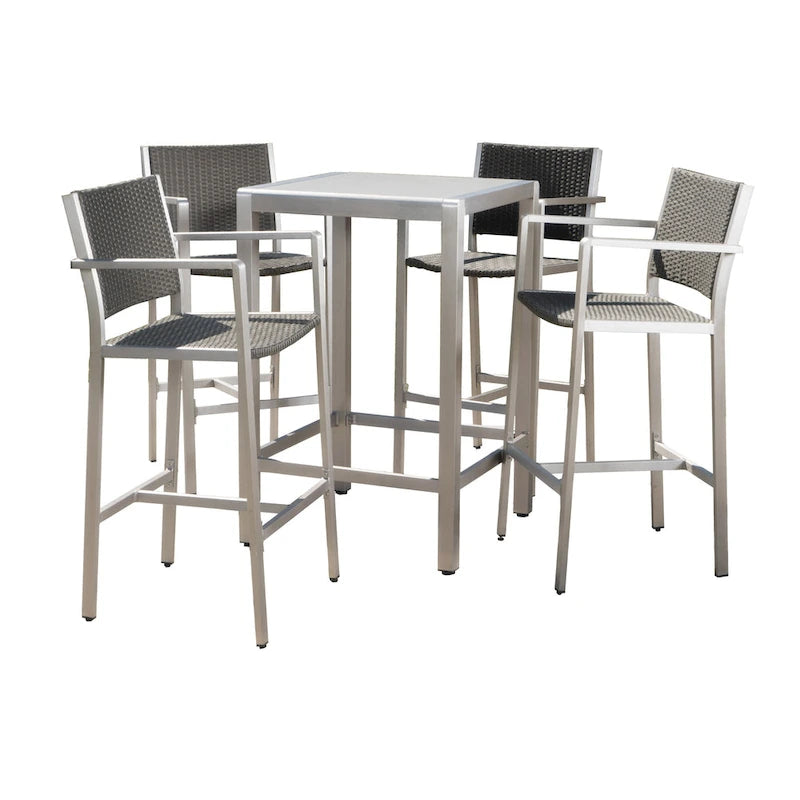 Cape Coral Outdoor 5-piece Aluminum Square Bar Set by Christopher Knight Home