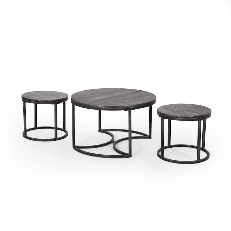 Gerrish Modern Industrial Coffee Table Set by Christopher Knight Home