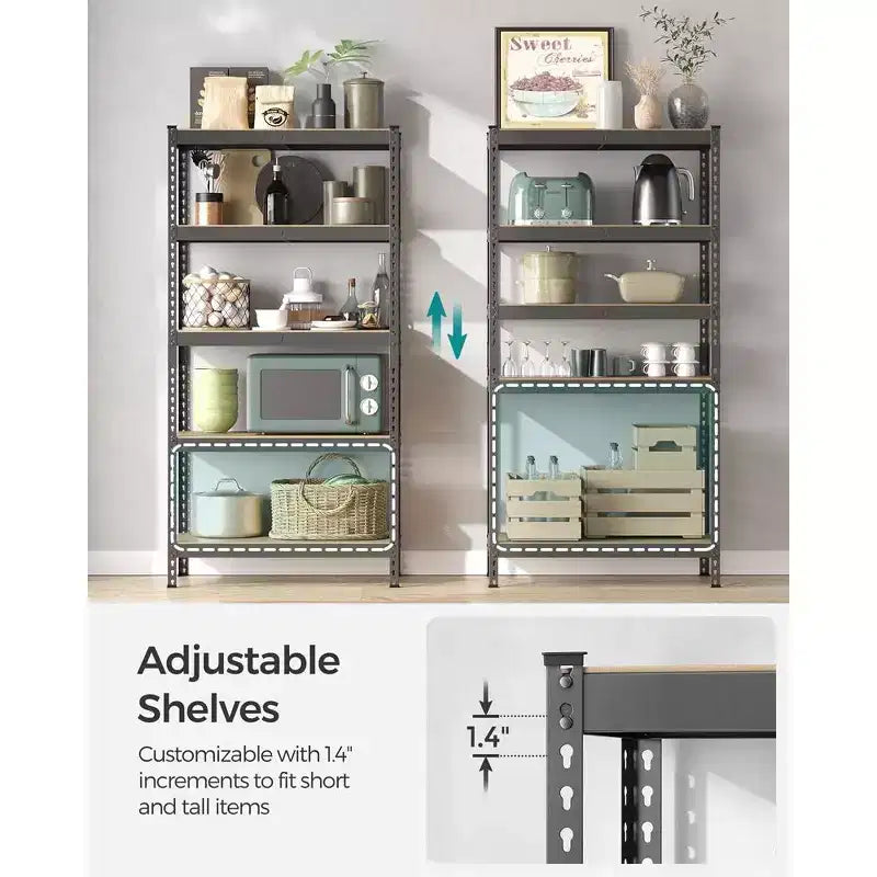 SONGMICS 5-Tier Storage Shelves, Garage Storage, Boltless Assembly, Adjustable Shelving Unit, Load 1929 lb, for Shed Warehouse Basement Kitchen