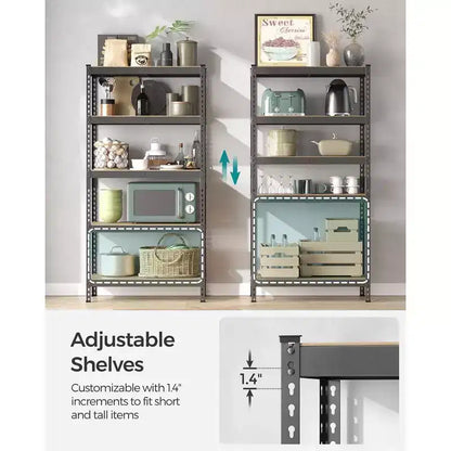 SONGMICS 5-Tier Storage Shelves, Garage Storage, Boltless Assembly, Adjustable Shelving Unit, Load 1929 lb, for Shed Warehouse Basement Kitchen