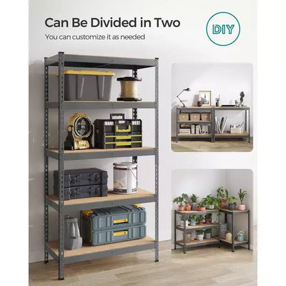 SONGMICS 5-Tier Storage Shelves, Garage Storage, Boltless Assembly, Adjustable Shelving Unit, Load 1929 lb, for Shed Warehouse Basement Kitchen