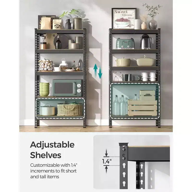 SONGMICS 5-Tier Storage Shelves, Garage Storage, Boltless Assembly, Adjustable Shelving Unit, Load 1929 lb, for Shed Warehouse Basement Kitchen