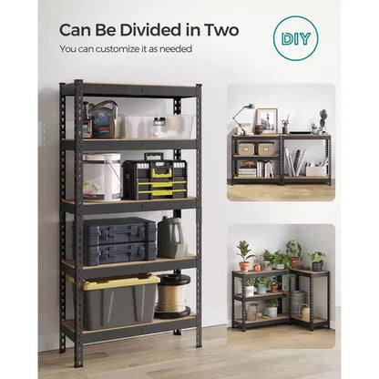 SONGMICS 5-Tier Storage Shelves, Garage Storage, Boltless Assembly, Adjustable Shelving Unit, Load 1929 lb, for Shed Warehouse Basement Kitchen