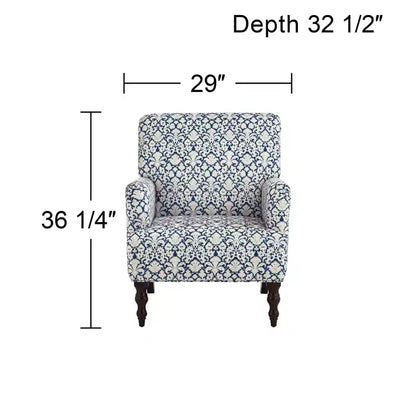 55 Downing Street Nottingham Blue and White Fabric Arm Chair