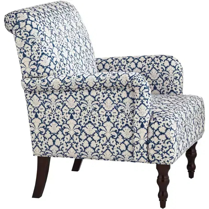55 Downing Street Nottingham Blue and White Fabric Arm Chair