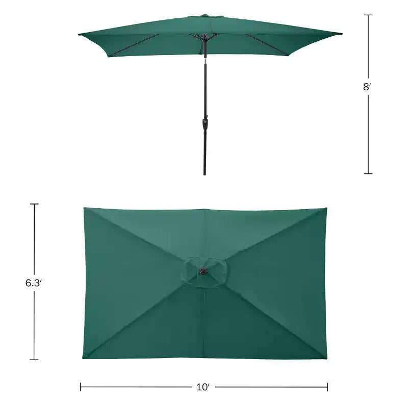 Set da pranzo da esterno 6 pz Alaterre Furniture, tavolo Weston con ombrellone rettangolare da 3 m