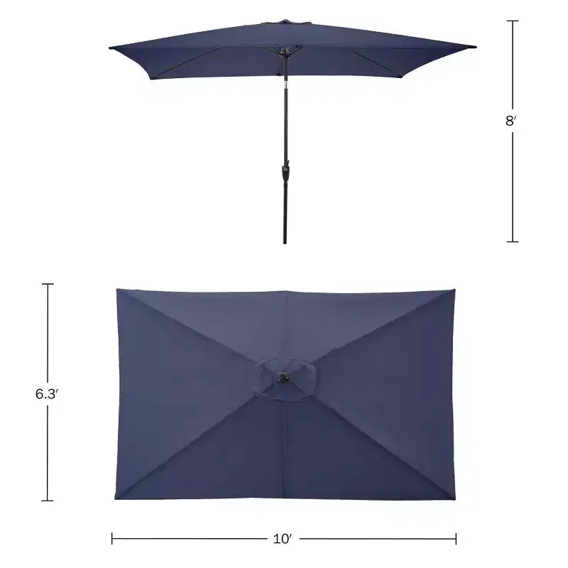 Set da pranzo da esterno 6 pz Alaterre Furniture, tavolo Weston con ombrellone rettangolare da 3 m
