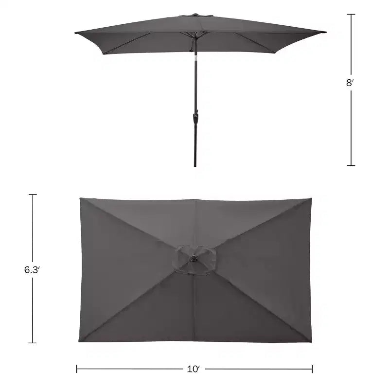 Set da pranzo da esterno 6 pz Alaterre Furniture, tavolo Weston con ombrellone rettangolare da 3 m