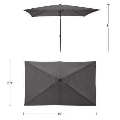 Set da pranzo da esterno 6 pz Alaterre Furniture, tavolo Weston con ombrellone rettangolare da 3 m