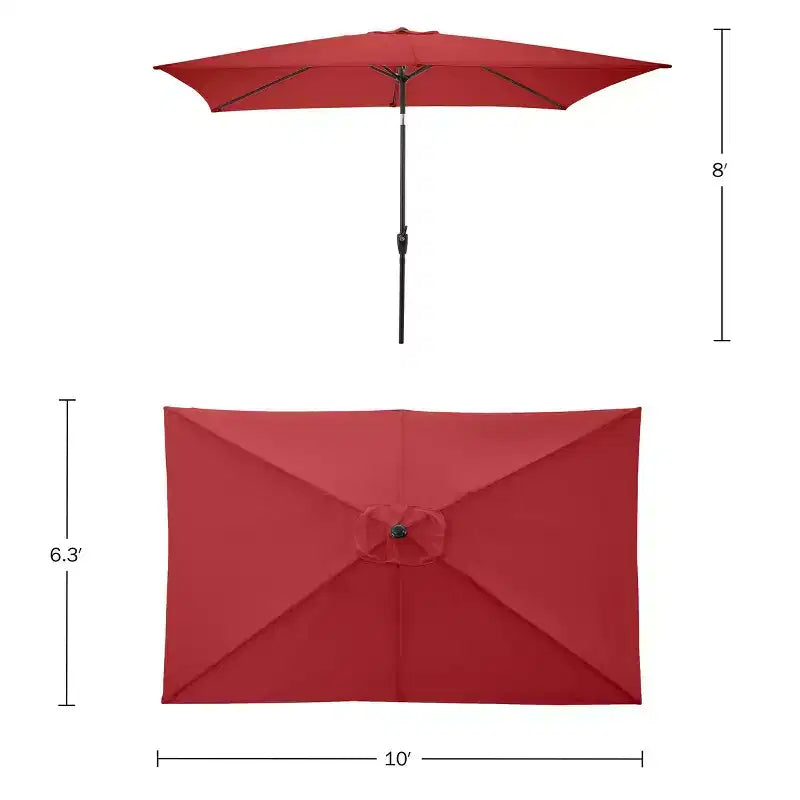 Set da pranzo da esterno 6 pz Alaterre Furniture, tavolo Weston con ombrellone rettangolare da 3 m