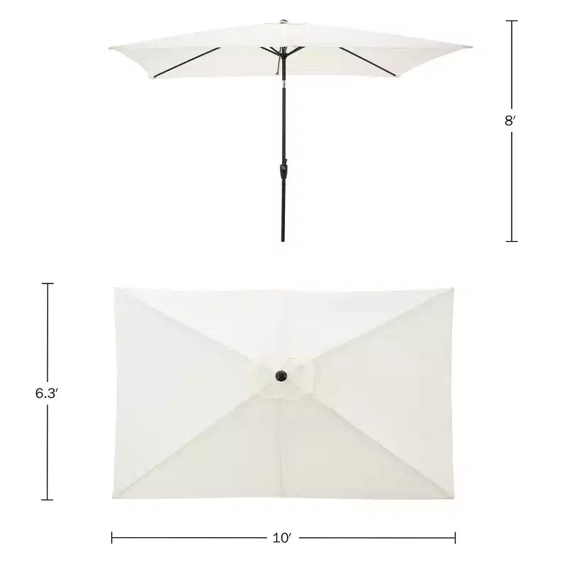 Set da pranzo da esterno 6 pz Alaterre Furniture, tavolo Weston con ombrellone rettangolare da 3 m