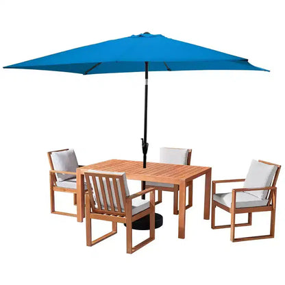 Set da pranzo da esterno 6 pz Alaterre Furniture, tavolo Weston con ombrellone rettangolare da 3 m