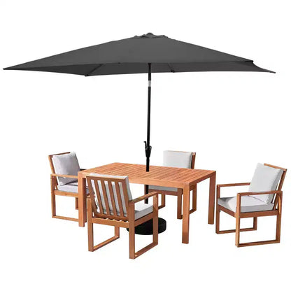 Set da pranzo da esterno 6 pz Alaterre Furniture, tavolo Weston con ombrellone rettangolare da 3 m