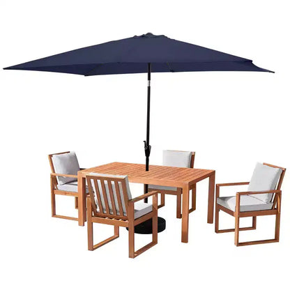 Set da pranzo da esterno 6 pz Alaterre Furniture, tavolo Weston con ombrellone rettangolare da 3 m