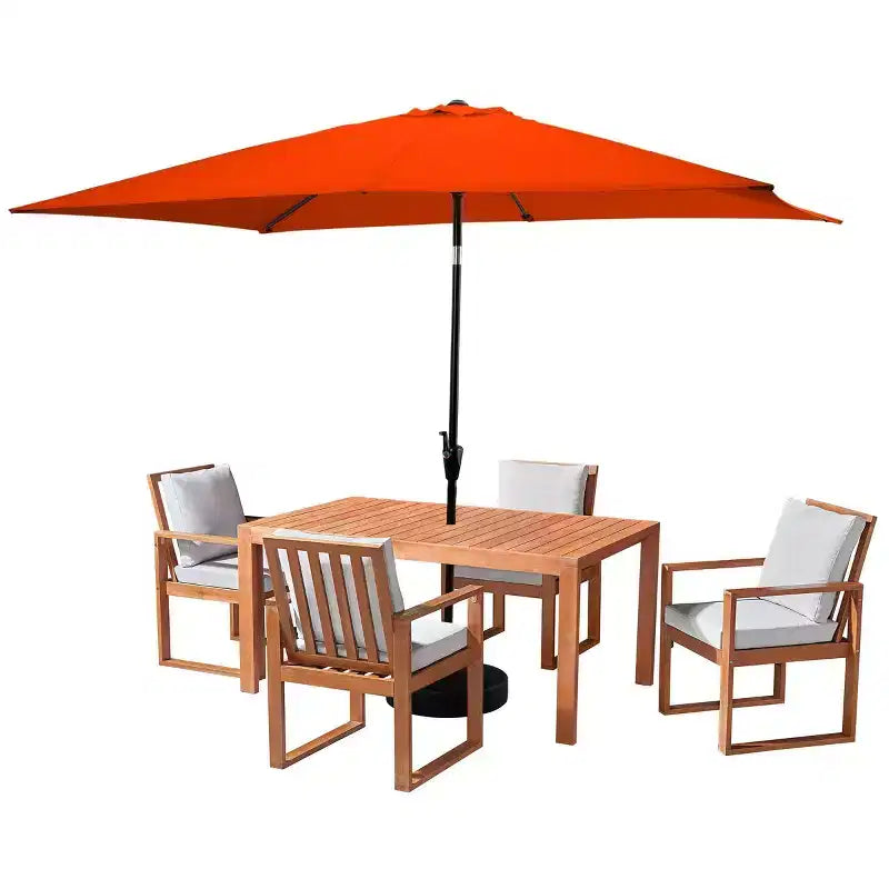 Set da pranzo da esterno 6 pz Alaterre Furniture, tavolo Weston con ombrellone rettangolare da 3 m