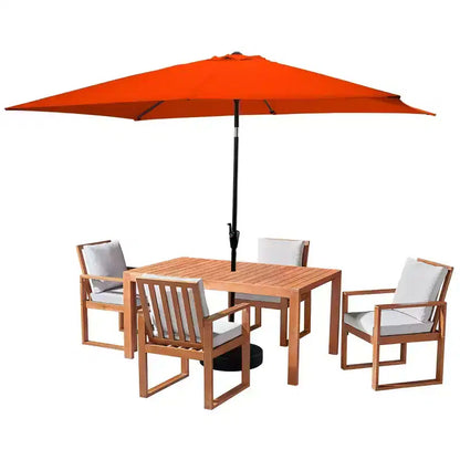 Set da pranzo da esterno 6 pz Alaterre Furniture, tavolo Weston con ombrellone rettangolare da 3 m
